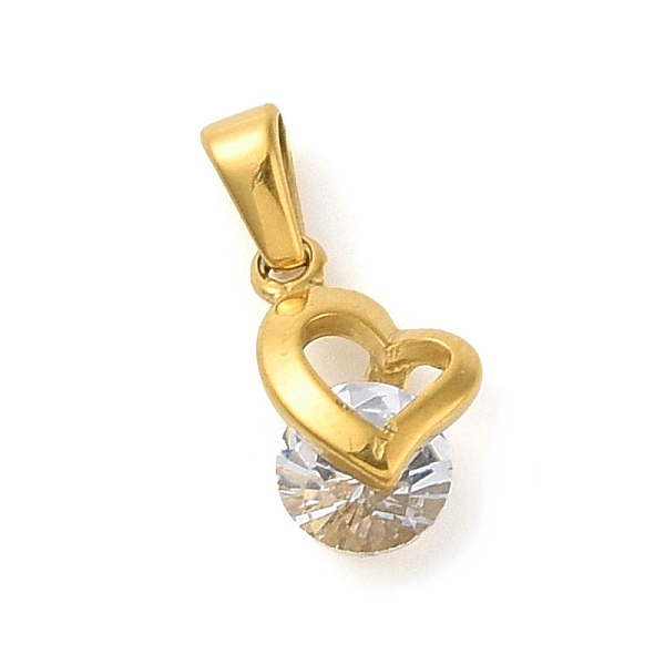 PandaHall 304 Stainless Steel Micro Pave Cubic Zirconia Pendants, Heart, Golden, 14x8.5x6mm, Hole: 5.5x2.5mm Stainless Steel+Cubic Zirconia..., Clear
PandaHall 304 Stainless Steel Micro Pave Cubic Zirconia Pendants, Heart, Golden, 14x8.5x6mm, Hole: 5.5x2.5mm Stainless Steel+Cubic Zirconia..., Clear