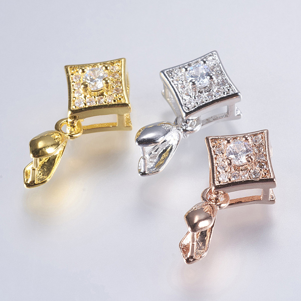 PandaHall Brass Micro Pave Cubic Zirconia Pinch Bails, Long-Lasting Plated, Cadmium Free & Nickel Free & Lead Free, Rhombus, Mixed Color..., Clear
PandaHall Brass Micro Pave Cubic Zirconia Pinch Bails, Long-Lasting Plated, Cadmium Free & Nickel Free & Lead Free, Rhombus, Mixed Color..., Clear