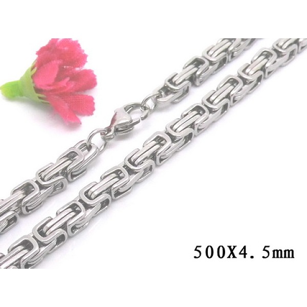 PandaHall 201 Stainless Steel Byzantine Chain Necklaces, with Lobster Claw Clasps, 19.7 inch(50cm), 4x4.5mm 201 Stainless Steel
PandaHall 201 Stainless Steel Byzantine Chain Necklaces, with Lobster Claw Clasps, 19.7 inch(50cm), 4x4.5mm 201 Stainless Steel
