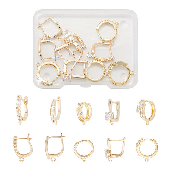 PandaHall 5 Pair 5 Style Brass Micro Pave Clear Cubic Zirconia Hoop Earring Findings, with Latch Back Closure and Horizontal Loops, Real 14K...
PandaHall 5 Pair 5 Style Brass Micro Pave Clear Cubic Zirconia Hoop Earring Findings, with Latch Back Closure and Horizontal Loops, Real 14K...