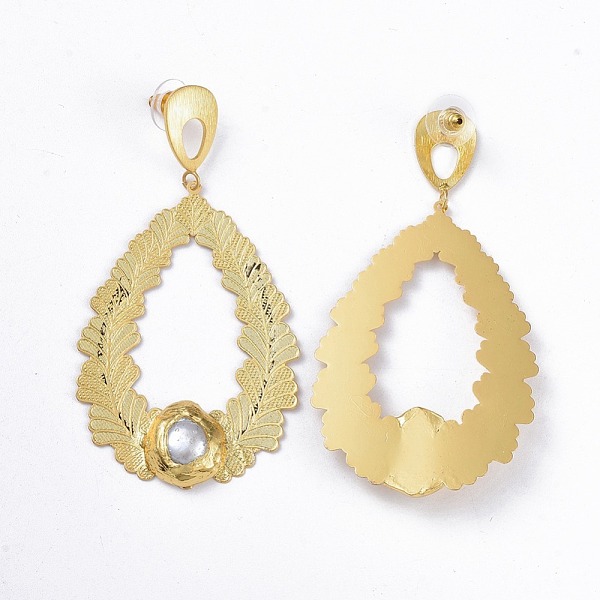 PandaHall Brass Dangle Stud Earrings, with Pearl Beads and Ear Nuts, teardrop, with Olive Leaf, Golden, 80mm, Pin: 0.8mm Pearl
PandaHall Brass Dangle Stud Earrings, with Pearl Beads and Ear Nuts, teardrop, with Olive Leaf, Golden, 80mm, Pin: 0.8mm Pearl