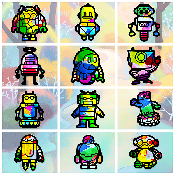 PandaHall Suncatcher Craft Set, for Kids Window Paint Art Painting, Robot Pattern, 19.9~21x7.6~21cm, about 12pcs/set Paper Others Black
PandaHall Suncatcher Craft Set, for Kids Window Paint Art Painting, Robot Pattern, 19.9~21x7.6~21cm, about 12pcs/set Paper Others Black