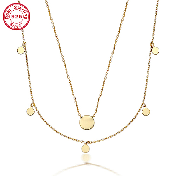 PandaHall 925 Sterling Silver Flat Round Pendant Necklaces for Women, Double Layer Cable Chains Necklaces, Real 18K Gold Plated, 15-3/8 inch...
PandaHall 925 Sterling Silver Flat Round Pendant Necklaces for Women, Double Layer Cable Chains Necklaces, Real 18K Gold Plated, 15-3/8 inch...