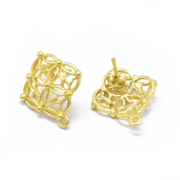PandaHall Alloy Stud Earring Findings, with Loop, Brass Pins and Ear Nuts/Earring Backs, Long-Lasting Plated, Rhombus, Matte Gold Color...
PandaHall Alloy Stud Earring Findings, with Loop, Brass Pins and Ear Nuts/Earring Backs, Long-Lasting Plated, Rhombus, Matte Gold Color...