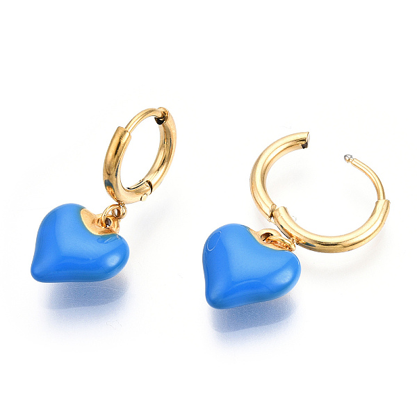 PandaHall Enamel Heart Dangle Hoop Earrings, Real 18K Gold Plated 304 Stainless Steel Jewelry for Women, Nickel Free, Dodger Blue, 28x11.5mm...
PandaHall Enamel Heart Dangle Hoop Earrings, Real 18K Gold Plated 304 Stainless Steel Jewelry for Women, Nickel Free, Dodger Blue, 28x11.5mm...