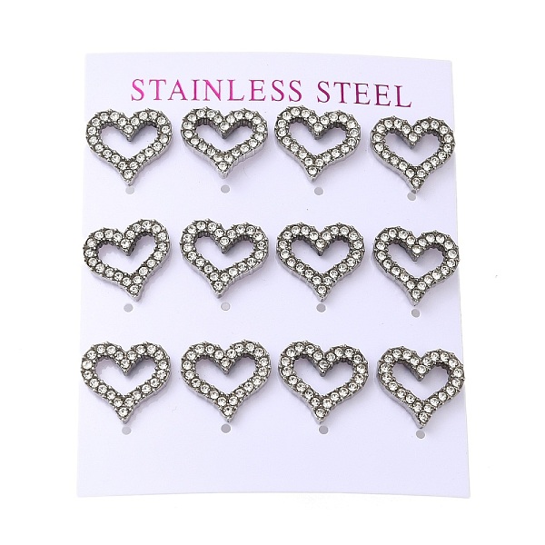 PandaHall 304 Stainless Steel Stud Earring, with Rhinestone, Heart, Stainless Steel Color, 13x14mm, 12pcs/set 304 Stainless Steel Heart
PandaHall 304 Stainless Steel Stud Earring, with Rhinestone, Heart, Stainless Steel Color, 13x14mm, 12pcs/set 304 Stainless Steel Heart