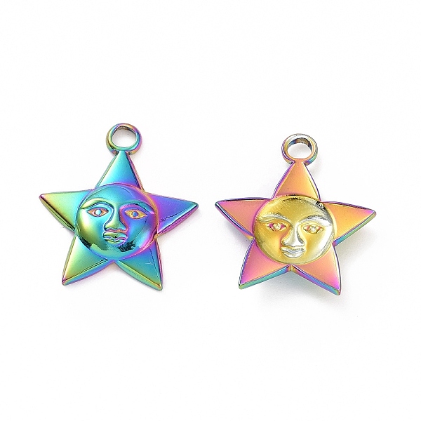PandaHall Ion Plating(IP) 304 Stainless Steel Pendants, Star with Human Face Charm, Rainbow Color, 21x18.5x3mm, Hole: 2.5mm 304 Stainless...
PandaHall Ion Plating(IP) 304 Stainless Steel Pendants, Star with Human Face Charm, Rainbow Color, 21x18.5x3mm, Hole: 2.5mm 304 Stainless...