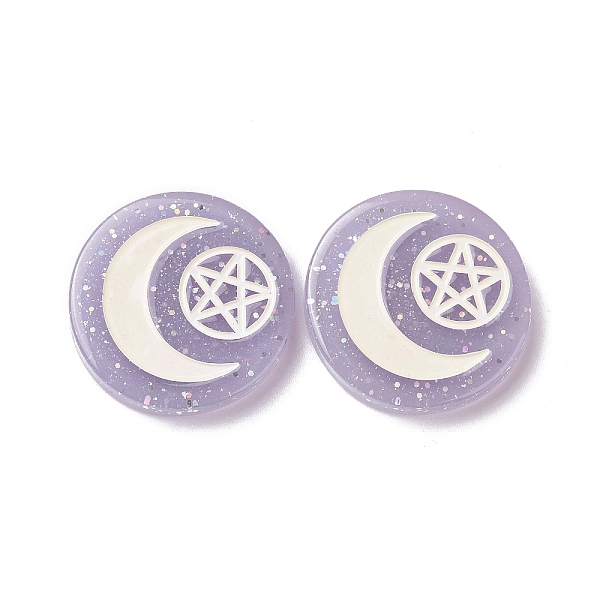 PandaHall Resin Cabochons, with Glitter Powder, Flat Round with Moon & Pentagram Pattern, Lilac, 29x5.5mm Resin Moon Purple
PandaHall Resin Cabochons, with Glitter Powder, Flat Round with Moon & Pentagram Pattern, Lilac, 29x5.5mm Resin Moon Purple