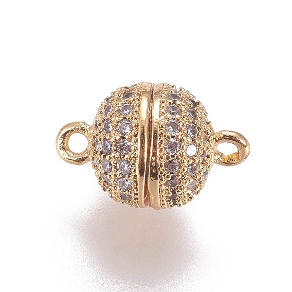 PandaHall Brass Micro Pave Cubic Zirconia Magnetic Clasps with Loops, Round, Golden, 13.5x8mm, Hole: 1.5mm Brass+Cubic Zirconia Round Clear
PandaHall Brass Micro Pave Cubic Zirconia Magnetic Clasps with Loops, Round, Golden, 13.5x8mm, Hole: 1.5mm Brass+Cubic Zirconia Round Clear