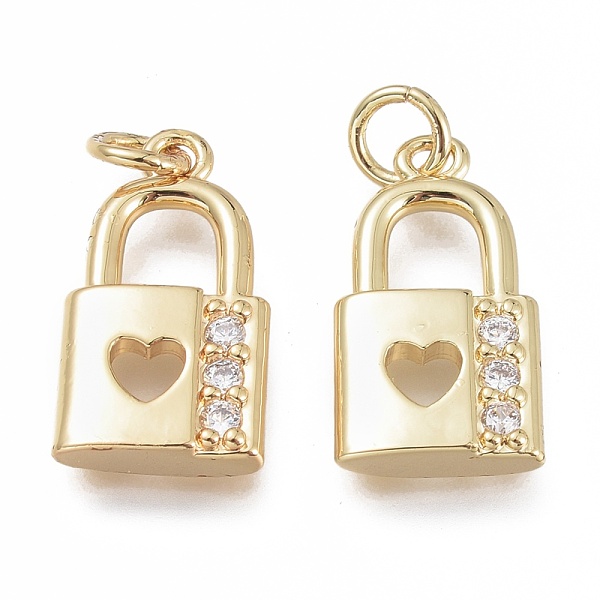 PandaHall Brass Micro Pave Clear Cubic Zirconia Pendants, with Jump Ring, Lock with Heart, Real 18K Gold Plated, 18x10x3.5mm, Hole: 3mm...
PandaHall Brass Micro Pave Clear Cubic Zirconia Pendants, with Jump Ring, Lock with Heart, Real 18K Gold Plated, 18x10x3.5mm, Hole: 3mm...