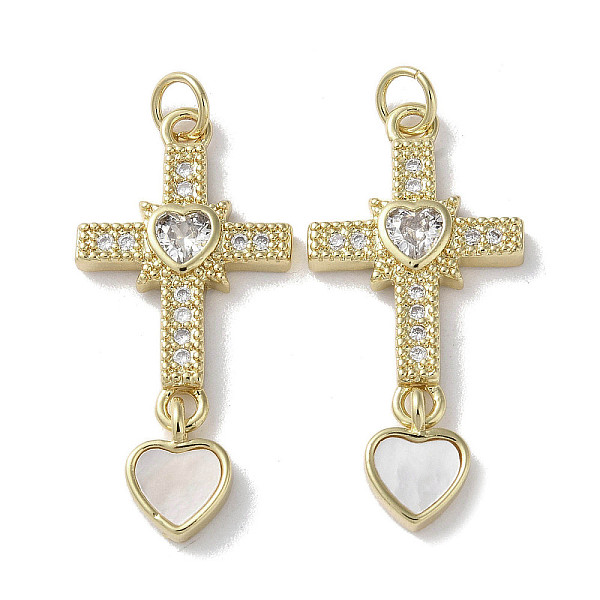 PandaHall Brass Micro Pave Cubic Zirconia Pendants, with Shell, Cross & Heart, Real 18K Gold Plated, 32x15x3.5mm, Hole: 3mm Brass+Cubic..., Clear
PandaHall Brass Micro Pave Cubic Zirconia Pendants, with Shell, Cross & Heart, Real 18K Gold Plated, 32x15x3.5mm, Hole: 3mm Brass+Cubic..., Clear