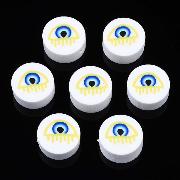 PandaHall Handmade Polymer Clay Beads, Flat Round with Evil Eye, White, 9.5~10x4.5mm, Hole: 1.6mm Polymer Clay Evil Eye White
PandaHall Handmade Polymer Clay Beads, Flat Round with Evil Eye, White, 9.5~10x4.5mm, Hole: 1.6mm Polymer Clay Evil Eye White
