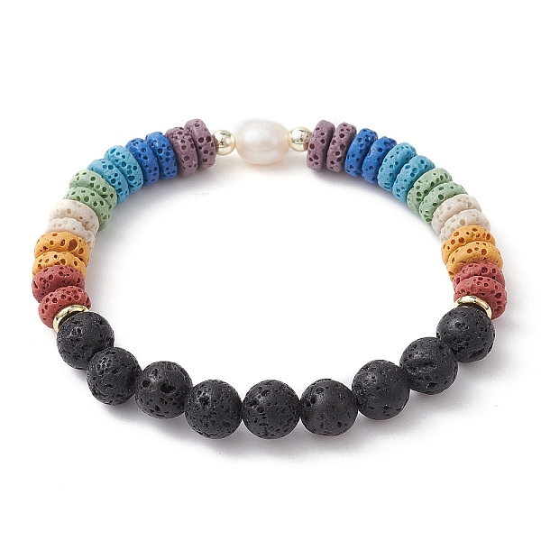 PandaHall Dyed Natural Lava Rock & Pearl Beaded Stretch Bracelet, Colorful, Inner Diameter: 2 inch(5.1cm) Lava Rock Oval
PandaHall Dyed Natural Lava Rock & Pearl Beaded Stretch Bracelet, Colorful, Inner Diameter: 2 inch(5.1cm) Lava Rock Oval