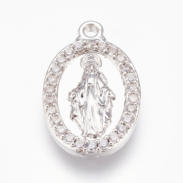 PandaHall Brass Pendants, with Cubic Zirconia, Lead Free & Cadmium Free & Nickel Free, Long-Lasting Plated, Oval with Virgin Mary, Clear...
PandaHall Brass Pendants, with Cubic Zirconia, Lead Free & Cadmium Free & Nickel Free, Long-Lasting Plated, Oval with Virgin Mary, Clear...