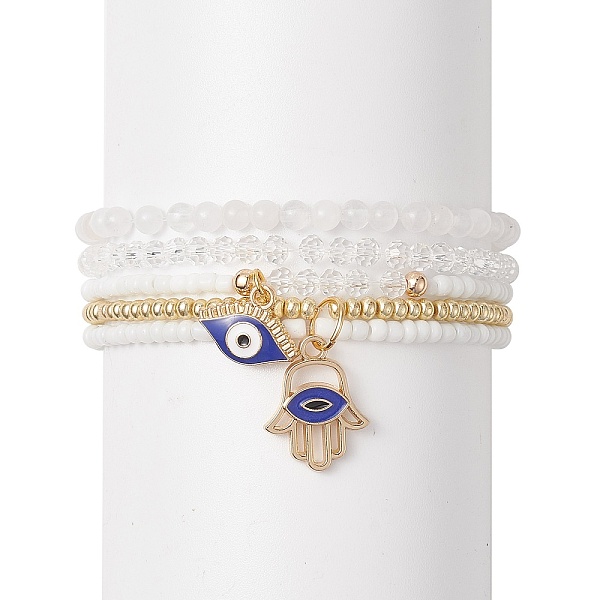 PandaHall 4Pcs 4 Style Natural White Jade & Glass Beaded Stretch Bracelets Set, Evil Eye & Hamsa Hand Alloy Enamel Charms Stackable Bracelet...
PandaHall 4Pcs 4 Style Natural White Jade & Glass Beaded Stretch Bracelets Set, Evil Eye & Hamsa Hand Alloy Enamel Charms Stackable Bracelet...
