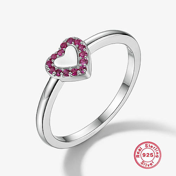 PandaHall Rhodium Plated Platinum 925 Sterling Silver Finger Rings, Heart, Deep Pink, Inner Diameter: 17mm Sterling Silver Heart
PandaHall Rhodium Plated Platinum 925 Sterling Silver Finger Rings, Heart, Deep Pink, Inner Diameter: 17mm Sterling Silver Heart