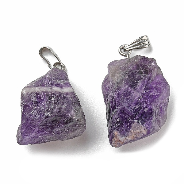 PandaHall Raw Rough Natural Amethyst Pendants, Nuggets Charms with Stainless Steel Tone 201 Stainless Steel Snap on Bails...
PandaHall Raw Rough Natural Amethyst Pendants, Nuggets Charms with Stainless Steel Tone 201 Stainless Steel Snap on Bails...