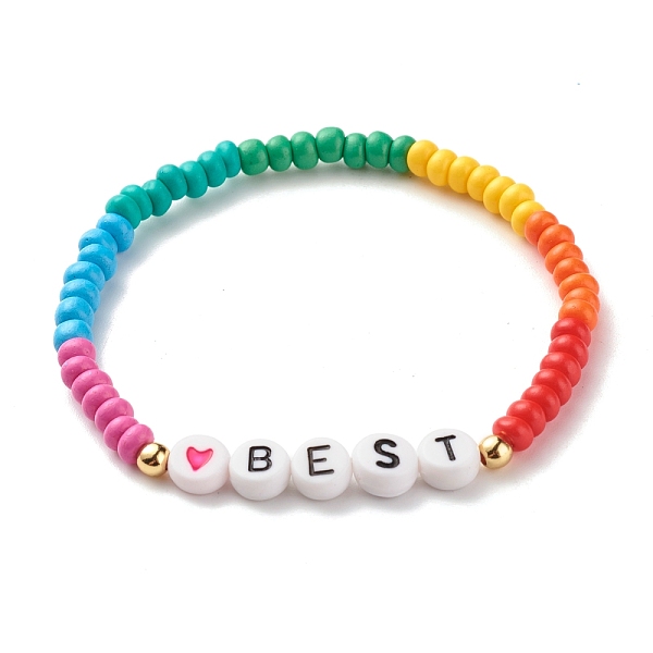 PandaHall Word BEST Stretch Bracelets, Brass & Opaque Acrylic & Baking Paint Glass Seed Beaded Bracelets, Colorful, 0.4~0.7cm, Inner...
PandaHall Word BEST Stretch Bracelets, Brass & Opaque Acrylic & Baking Paint Glass Seed Beaded Bracelets, Colorful, 0.4~0.7cm, Inner...
