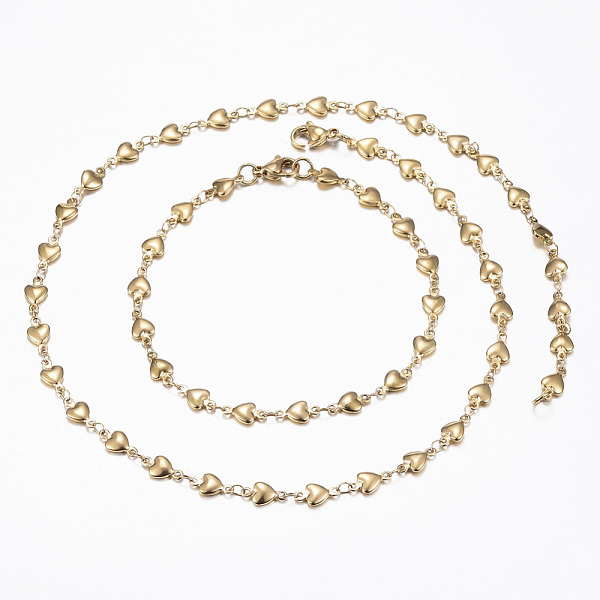 PandaHall 304 Stainless Steel Heart Link Chain Jewelry Sets, Necklaces and Bracelets, with Lobster Claw Clasps, Golden, 17.72 inch(45cm)...
PandaHall 304 Stainless Steel Heart Link Chain Jewelry Sets, Necklaces and Bracelets, with Lobster Claw Clasps, Golden, 17.72 inch(45cm)...