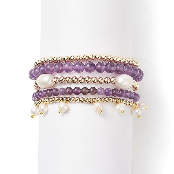 PandaHall 5Pcs 5 Style Natural Amethyst & Brass Beaded Stretch Bracelets Set, Natural Pearl Charms Stackable Bracelets for Women, Inner...
PandaHall 5Pcs 5 Style Natural Amethyst & Brass Beaded Stretch Bracelets Set, Natural Pearl Charms Stackable Bracelets for Women, Inner...