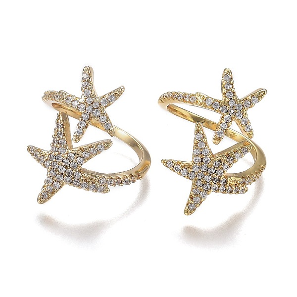 PandaHall Adjustable Brass Micro Pave Clear Cubic Zirconia Cuff Rings, Open Rings, Wide Band Rings, Long-Lasting Plated, Starfish, Real 18K...
PandaHall Adjustable Brass Micro Pave Clear Cubic Zirconia Cuff Rings, Open Rings, Wide Band Rings, Long-Lasting Plated, Starfish, Real 18K...