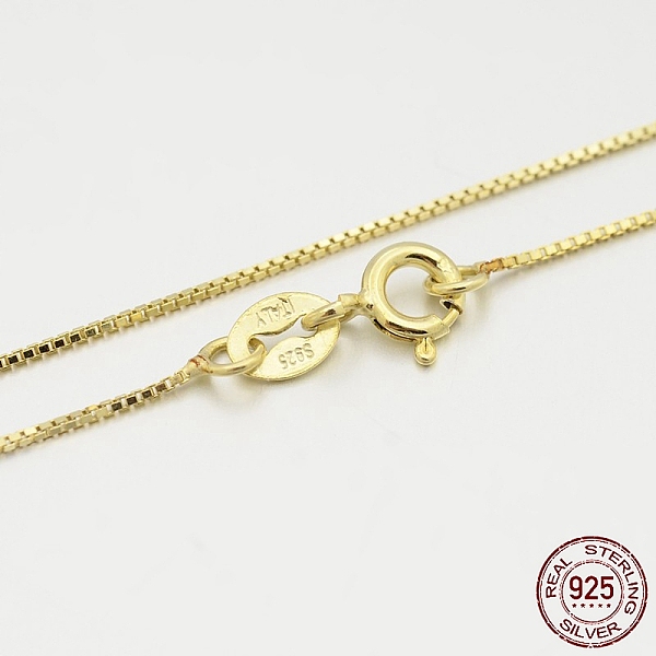 PandaHall Sterling Silver Box Chain Necklaces, with Spring Ring Clasps, Thin Chain, Golden, 16 inch, 0.6mm Sterling Silver
PandaHall Sterling Silver Box Chain Necklaces, with Spring Ring Clasps, Thin Chain, Golden, 16 inch, 0.6mm Sterling Silver