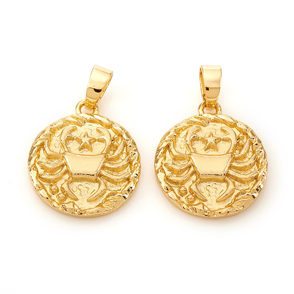 PandaHall Brass Pendants, Textured, Flat Round with Constellation/Zodiac Sign, Real 18K Gold Plated, Cancer, 16.5x14x2mm, Hole: 5x2.5mm...
PandaHall Brass Pendants, Textured, Flat Round with Constellation/Zodiac Sign, Real 18K Gold Plated, Cancer, 16.5x14x2mm, Hole: 5x2.5mm...