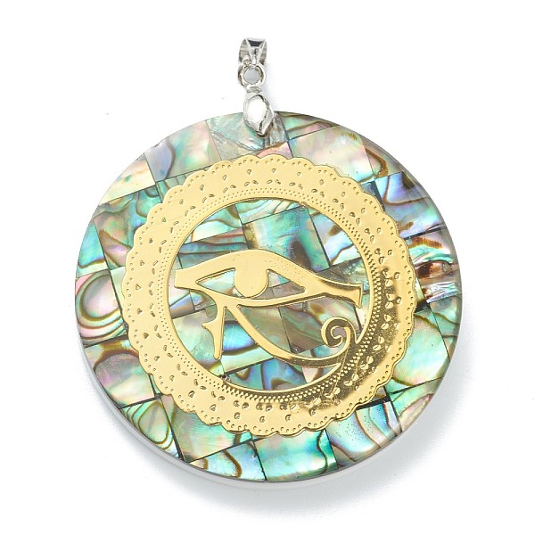 PandaHall Natural Abalone Shell/Paua Shell Pendants, Mosaic Pattern, with Platinum Plated Brass Findings and Gold Foil, Flat Round with Eye...
PandaHall Natural Abalone Shell/Paua Shell Pendants, Mosaic Pattern, with Platinum Plated Brass Findings and Gold Foil, Flat Round with Eye...