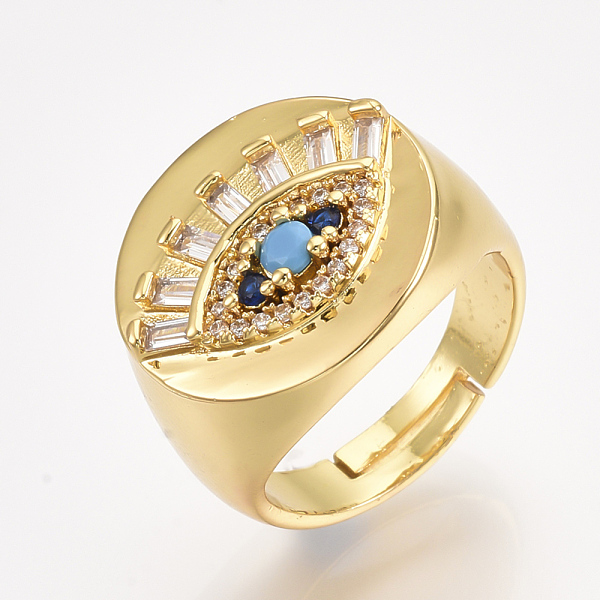 PandaHall Adjustable Brass Micro Pave Cubic Zirconia Finger Rings, Eye, Golden, Size 7, 17mm Brass+Cubic Zirconia
PandaHall Adjustable Brass Micro Pave Cubic Zirconia Finger Rings, Eye, Golden, Size 7, 17mm Brass+Cubic Zirconia