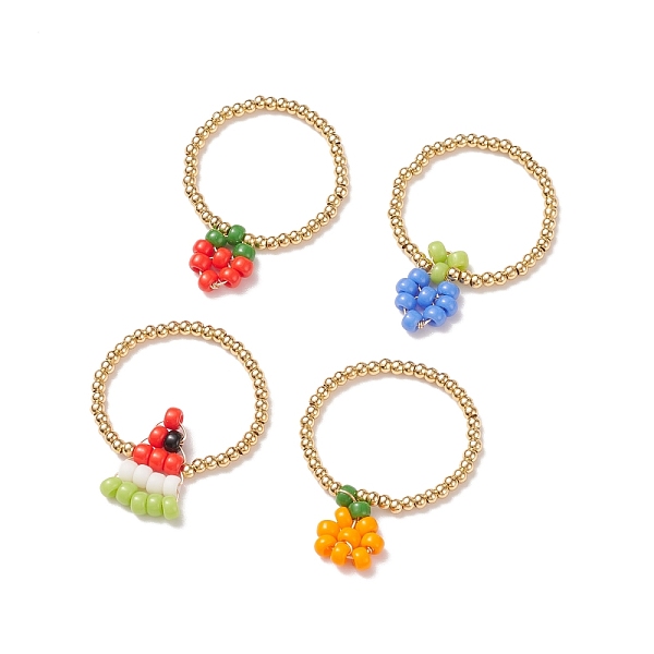 PandaHall 4Pcs 4 Style Strawberry & Orange & Watermelon & Grape Pattern Glass & Brass Braided Bead Finger Ring for Women, Mixed Color, Inner..., Multicolor
PandaHall 4Pcs 4 Style Strawberry & Orange & Watermelon & Grape Pattern Glass & Brass Braided Bead Finger Ring for Women, Mixed Color, Inner..., Multicolor