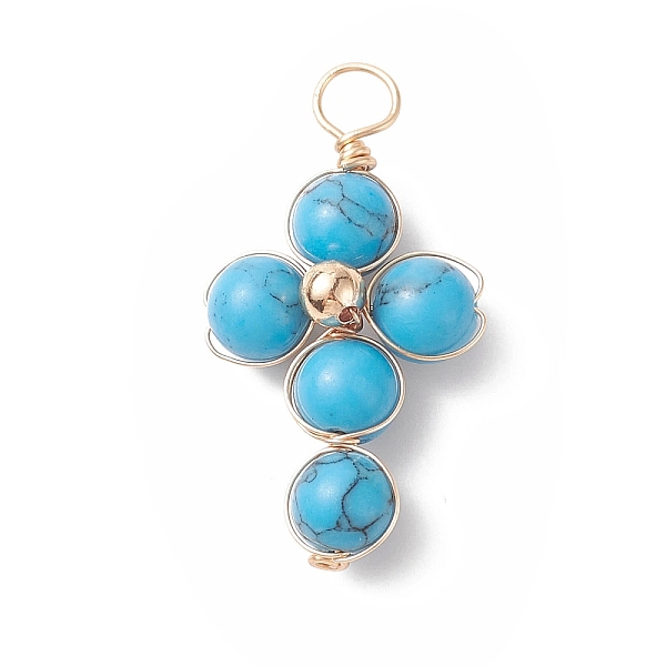 PandaHall Synthetic Turquoise Copper Wire Wrapped Pendants, Religion Cross Charms, with Brass Beads, Light Gold, 29.5~30x16.5~17x6.5~7mm...
PandaHall Synthetic Turquoise Copper Wire Wrapped Pendants, Religion Cross Charms, with Brass Beads, Light Gold, 29.5~30x16.5~17x6.5~7mm...