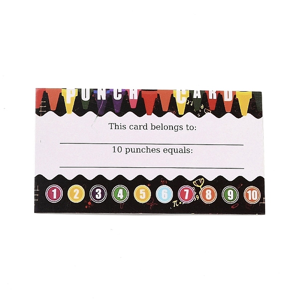 PandaHall Rectangle Paper Reward Incentive Card, Punch Cards for Students, Number Pattern, 90x50x0.3mm Paper Number
PandaHall Rectangle Paper Reward Incentive Card, Punch Cards for Students, Number Pattern, 90x50x0.3mm Paper Number