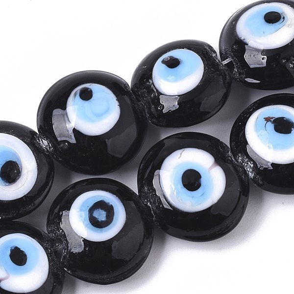 PandaHall Handmade Evil Eye Lampwork Beads Strands, Flat Round, Black, 16~17x8~9mm, Hole: 1.8mm, about 24pcs/strand, 12.60''(32cm) Lampwork...
PandaHall Handmade Evil Eye Lampwork Beads Strands, Flat Round, Black, 16~17x8~9mm, Hole: 1.8mm, about 24pcs/strand, 12.60''(32cm) Lampwork...
