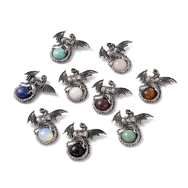 PandaHall Natural & Synthetic Mixed Gemstone Dome Pendants, Gragon Charms, with Rack Plating Antique Silver Tone Alloy Findings, Cadmium...
PandaHall Natural & Synthetic Mixed Gemstone Dome Pendants, Gragon Charms, with Rack Plating Antique Silver Tone Alloy Findings, Cadmium...