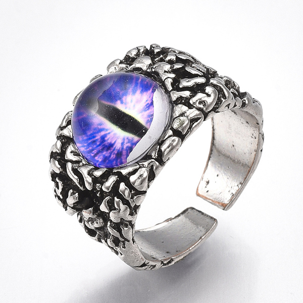 PandaHall Alloy Glass Cuff Finger Rings, Wide Band Rings, Dragon Eye, Antique Silver, Blue Violet, Size 10, 20mm Glass Purple
PandaHall Alloy Glass Cuff Finger Rings, Wide Band Rings, Dragon Eye, Antique Silver, Blue Violet, Size 10, 20mm Glass Purple