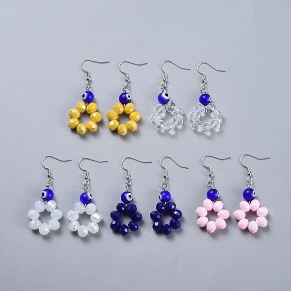 PandaHall Glass Dangle Earrings, with Handmade Evil Eye Lampwork Bead and Brass Earring Hook, Ring, Mixed Color, 53~56mm, Pin: 0.7mm Glass..., Multicolor
PandaHall Glass Dangle Earrings, with Handmade Evil Eye Lampwork Bead and Brass Earring Hook, Ring, Mixed Color, 53~56mm, Pin: 0.7mm Glass..., Multicolor