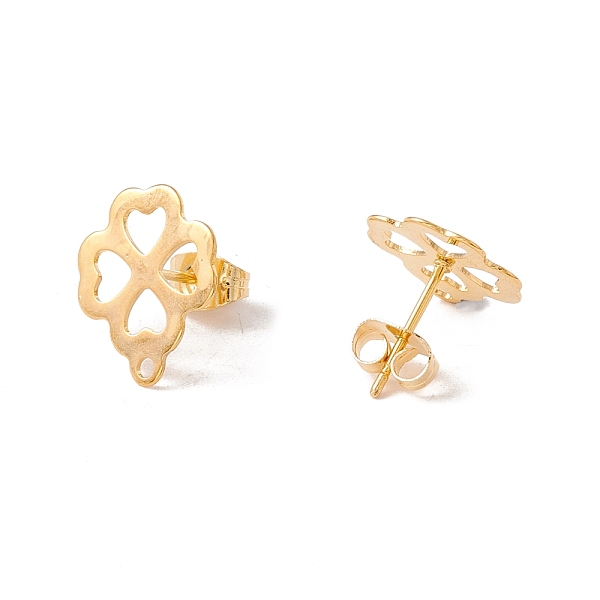PandaHall 201 Stainless Steel Stud Earring Findings, with 304 Stainless Steel Pins, Horizontal Loops and Ear Nuts, Clover, Real 24K Gold...
PandaHall 201 Stainless Steel Stud Earring Findings, with 304 Stainless Steel Pins, Horizontal Loops and Ear Nuts, Clover, Real 24K Gold...