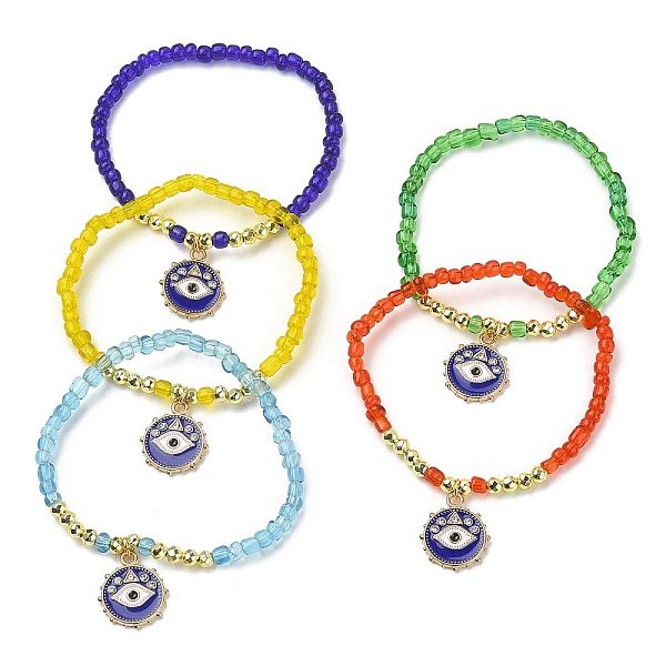 PandaHall Synthetic Hematite & Seed Beaded Stretch Bracelet, Alloy Enamel Evil Eye Charm Bracelet, Mixed Color, Inner Diameter: 2-3/8 inch..., Multicolor
PandaHall Synthetic Hematite & Seed Beaded Stretch Bracelet, Alloy Enamel Evil Eye Charm Bracelet, Mixed Color, Inner Diameter: 2-3/8 inch..., Multicolor