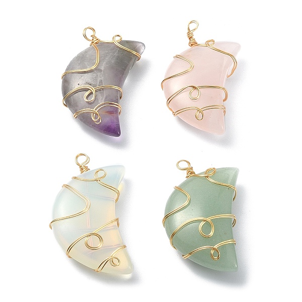 PandaHall Natural & Synthetic Mixed Gemstone Pendents, Moon Charms, with Real 18K Gold Plated Eco-Friendly Copper Wire Wrapped..., Multicolor
PandaHall Natural & Synthetic Mixed Gemstone Pendents, Moon Charms, with Real 18K Gold Plated Eco-Friendly Copper Wire Wrapped..., Multicolor