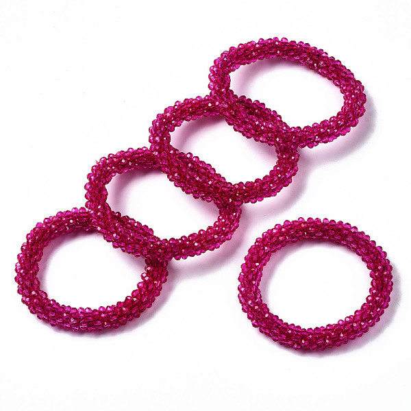 PandaHall Faceted Transparent Glass Beads Stretch Bracelets, Torsade Bracelets, Rondelle, Deep Pink, Inner Diameter: 2 inch(5cm) Glass
PandaHall Faceted Transparent Glass Beads Stretch Bracelets, Torsade Bracelets, Rondelle, Deep Pink, Inner Diameter: 2 inch(5cm) Glass