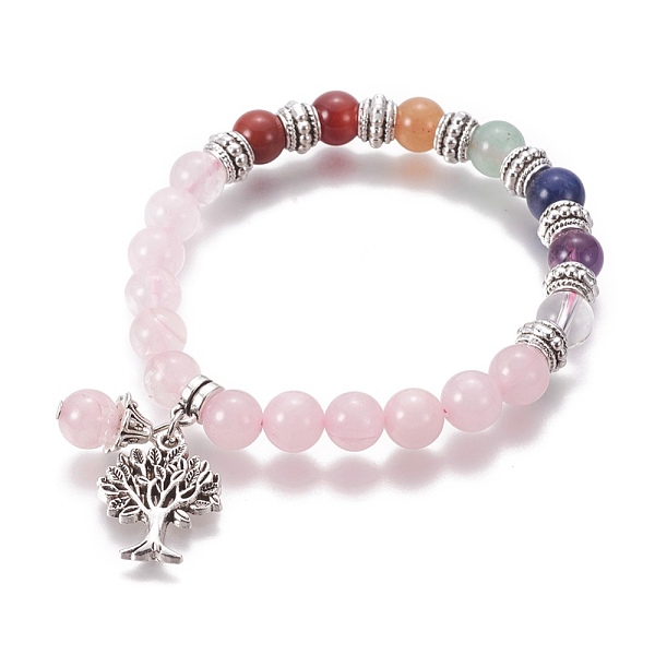 PandaHall Chakra Jewelry, Natural Rose Quartz Bracelets, with Metal Tree Pendants, 50mm Rose Quartz
PandaHall Chakra Jewelry, Natural Rose Quartz Bracelets, with Metal Tree Pendants, 50mm Rose Quartz