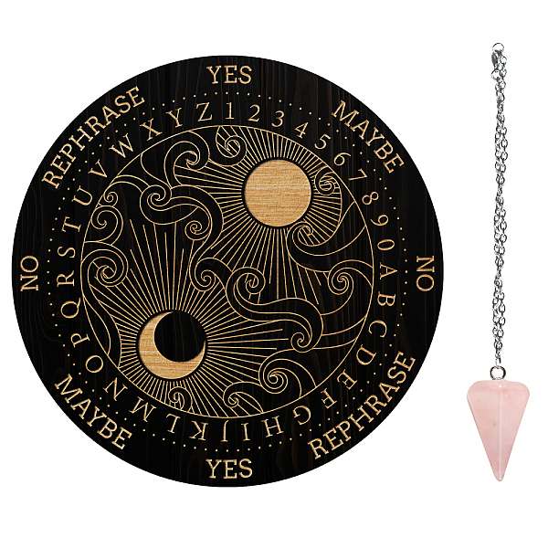 PandaHall AHANDMAKER Pendulum Board Set, Wooden Dowsing Divination Board Metaphysical Message Board with Crystal Pendulum Necklace for...
PandaHall AHANDMAKER Pendulum Board Set, Wooden Dowsing Divination Board Metaphysical Message Board with Crystal Pendulum Necklace for...