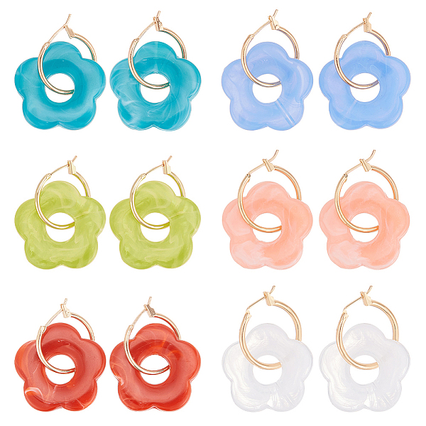 PandaHall ANATTASOUL 6 Pairs 6 Colors Cute Acrylic Flower Dangle Hoop Earrings, Light Gold Alloy Jewelry for Woman, Mixed Color, 36mm, Pin..., Multicolor
PandaHall ANATTASOUL 6 Pairs 6 Colors Cute Acrylic Flower Dangle Hoop Earrings, Light Gold Alloy Jewelry for Woman, Mixed Color, 36mm, Pin..., Multicolor