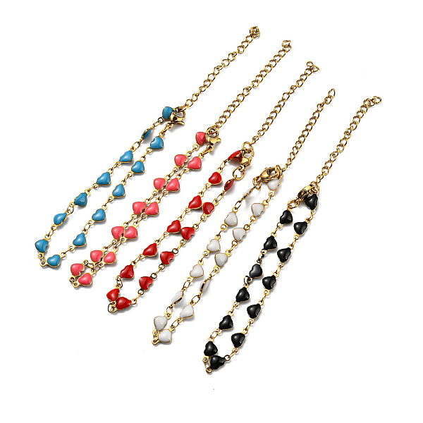 PandaHall Golden 304 Stainless Steel Heart Link Chain Bracelet with Enamel, Mixed Color, 6-7/8 inch(17.5cm) 304 Stainless Steel Heart..., Multicolor
PandaHall Golden 304 Stainless Steel Heart Link Chain Bracelet with Enamel, Mixed Color, 6-7/8 inch(17.5cm) 304 Stainless Steel Heart..., Multicolor
