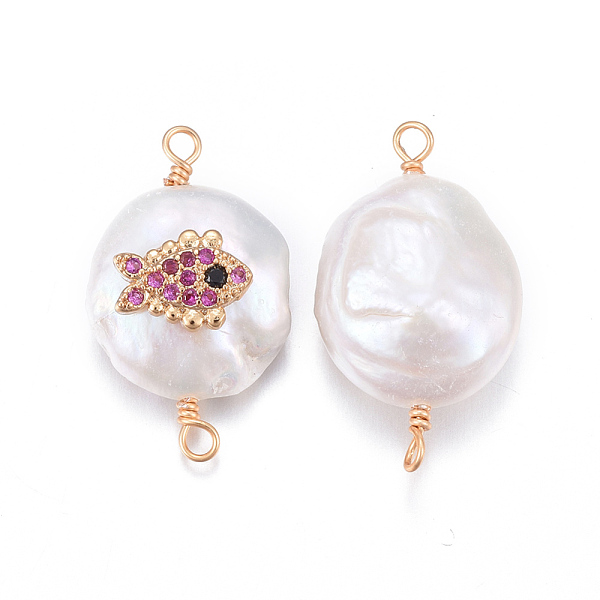 PandaHall Natural Pearl Links connectors, with Brass Cubic Zirconia Findings, Nuggets with Fish, Golden, Old Rose, 18~27x11~16x5~12mm, Hole..., Purple
PandaHall Natural Pearl Links connectors, with Brass Cubic Zirconia Findings, Nuggets with Fish, Golden, Old Rose, 18~27x11~16x5~12mm, Hole..., Purple