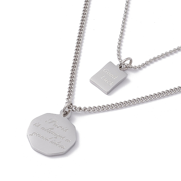 PandaHall Flat Round & Rectangle with Word Good Luck Pendant Double Layered Necklace, 304 Stainless Steel Jewelry for Men Women, Stainless...
PandaHall Flat Round & Rectangle with Word Good Luck Pendant Double Layered Necklace, 304 Stainless Steel Jewelry for Men Women, Stainless...