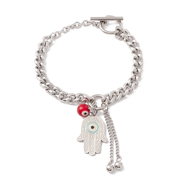 PandaHall Round Lampwork & Hamsa Hand with Evil Eye Charm Bracelet with 304 Stainless Steel Chain for Women, Stainless Steel Color, 7-3/4...
PandaHall Round Lampwork & Hamsa Hand with Evil Eye Charm Bracelet with 304 Stainless Steel Chain for Women, Stainless Steel Color, 7-3/4...