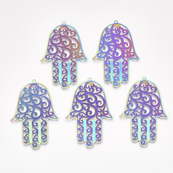 PandaHall Ion Plating(IP) 304 Stainless Steel Filigree Big Pendants, Etched Metal Embellishments, Religion, Hamsa Hand/Hand of Fatima/Hand...
PandaHall Ion Plating(IP) 304 Stainless Steel Filigree Big Pendants, Etched Metal Embellishments, Religion, Hamsa Hand/Hand of Fatima/Hand...