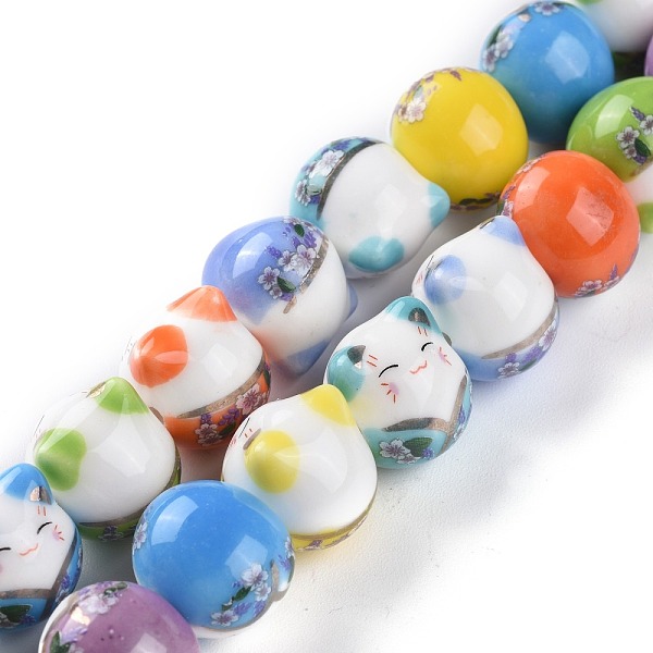 PandaHall Handmade Printed Porcelain Beads, Lucky Cat with Flower Pattern, Colorful, 15mm, Hole: 2.3mm, about 25pcs/Strand, 13.58''(34.5cm)...
PandaHall Handmade Printed Porcelain Beads, Lucky Cat with Flower Pattern, Colorful, 15mm, Hole: 2.3mm, about 25pcs/Strand, 13.58''(34.5cm)...