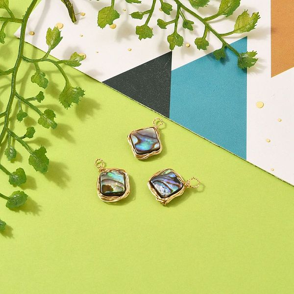 PandaHall Natural Abalone Shell/Paua Shell Pendants, with Eco-Friendly Copper Wire Wrapped, Square, Real 18K Gold Plated...
PandaHall Natural Abalone Shell/Paua Shell Pendants, with Eco-Friendly Copper Wire Wrapped, Square, Real 18K Gold Plated...